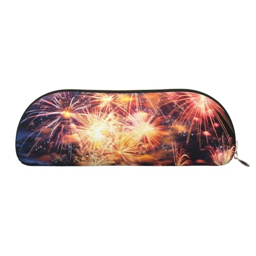 MMSJSBVY Buntes Fußball-Federmäppchen aus Leder – halbrunder Organizer mit Reißverschluss für Stifte, Kosmetik und Reisen, Wunderschönes Feuerwerk, Einheitsgröße, Schulranzen MMSJSBVY Buntes Fußball-Federmäppchen aus Leder – halbrunder Organizer mit Reißverschluss für Stifte, Kosmetik und Reisen, Wunderschönes Feuerwerk, Einheitsgröße, Schulranzen von MMSJSBVY