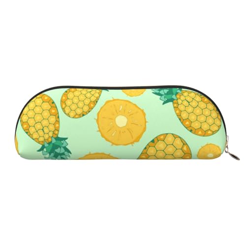 MMSJSBVY Cupcake-Leder-Federmäppchen – halbrunder Organizer mit Reißverschluss für Stifte, Kosmetik und Reisen, Ananas, Einheitsgröße, Schulranzen von MMSJSBVY