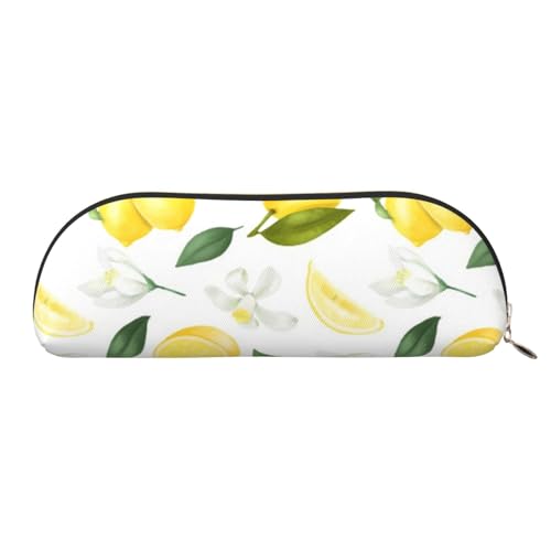 MMSJSBVY Cupcake-Leder-Federmäppchen – halbrunder Organizer mit Reißverschluss für Stifte, Kosmetik und Reisen, Frische tropische Zitronen, Einheitsgröße, Schulranzen von MMSJSBVY
