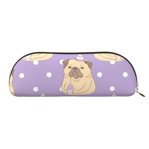 MMSJSBVY Cupcake-Leder-Federmäppchen – halbrunder Organizer mit Reißverschluss für Stifte, Kosmetik und Reisen, Lustiger Mops-Welpe mit Cartoon-Motiv, Einheitsgröße, Schulranzen MMSJSBVY Cupcake-Leder-Federmäppchen – halbrunder Organizer mit Reißverschluss für Stifte, Kosmetik und Reisen, Lustiger Mops-Welpe mit Cartoon-Motiv, Einheitsgröße, Schulranzen von MMSJSBVY