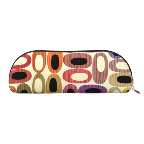 MMSJSBVY Cupcake-Leder-Federmäppchen – halbrunder Organizer mit Reißverschluss für Stifte, Kosmetik und Reisen, Mid Century Modern mit Tropfenformen, Einheitsgröße, Schulranzen MMSJSBVY Cupcake-Leder-Federmäppchen – halbrunder Organizer mit Reißverschluss für Stifte, Kosmetik und Reisen, Mid Century Modern mit Tropfenformen, Einheitsgröße, Schulranzen von MMSJSBVY