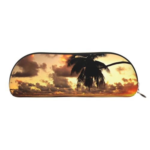 MMSJSBVY Cupcake-Leder-Federmäppchen – halbrunder Organizer mit Reißverschluss für Stifte, Kosmetik und Reisen, Palmeninsel, Einheitsgröße, Schulranzen MMSJSBVY Cupcake-Leder-Federmäppchen – halbrunder Organizer mit Reißverschluss für Stifte, Kosmetik und Reisen, Palmeninsel, Einheitsgröße, Schulranzen von MMSJSBVY