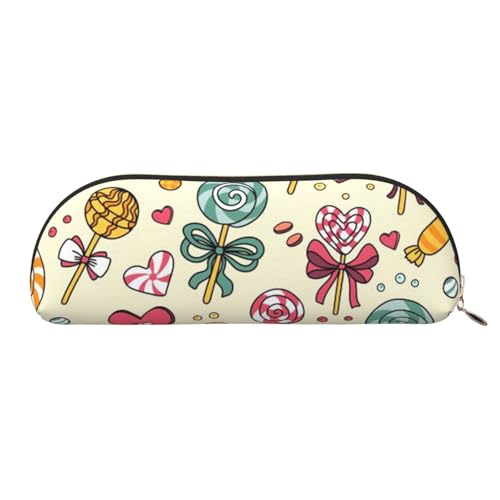 MMSJSBVY Cupcake-Leder-Federmäppchen – halbrunder Organizer mit Reißverschluss für Stifte, Kosmetik und Reisen, candy, Einheitsgröße, Schulranzen von MMSJSBVY