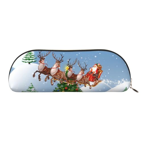 MMSJSBVY Cupcake-Leder-Federmäppchen – halbrunder Organizer mit Reißverschluss für Stifte, Kosmetik und Reisen, weihnachtsmotiv, Einheitsgröße, Schulranzen von MMSJSBVY