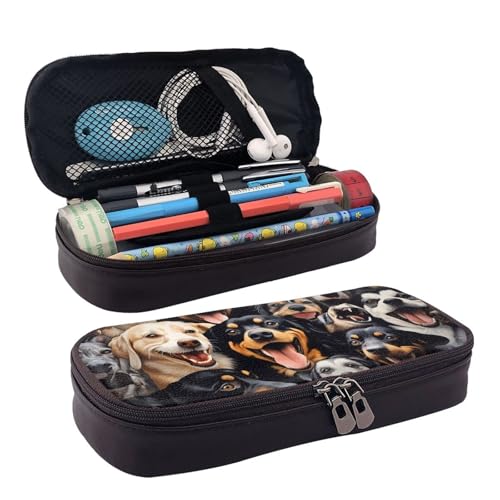 MMSJSBVY Dogs_Proc Federmäppchen, großes Fassungsvermögen, langlebiges Federmäppchen, Schreibwaren-Organizer, Schul- und Bürobedarf, Dogs_proc, Einheitsgröße, Kosmetikkoffer von MMSJSBVY