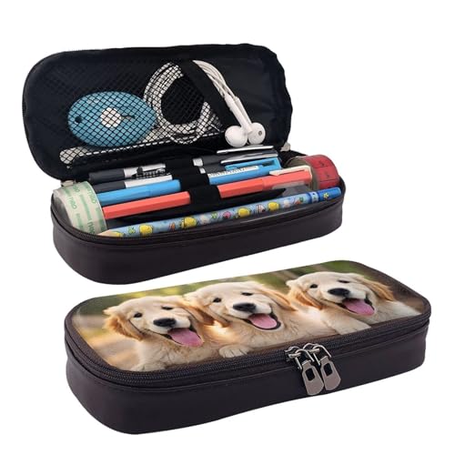 MMSJSBVY Dogs_Proc Federmäppchen, großes Fassungsvermögen, langlebiges Federmäppchen, Schreibwaren-Organizer, Schul- und Bürobedarf, Hundemuster, Einheitsgröße, Kosmetikkoffer von MMSJSBVY