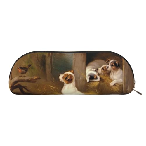 MMSJSBVY Federmäppchen aus Leder für Dartscheiben, halbrunder Organizer mit Reißverschluss für Stifte, Kosmetik und Reisen, Bauernhoftiere, Einheitsgröße, Schulranzen von MMSJSBVY