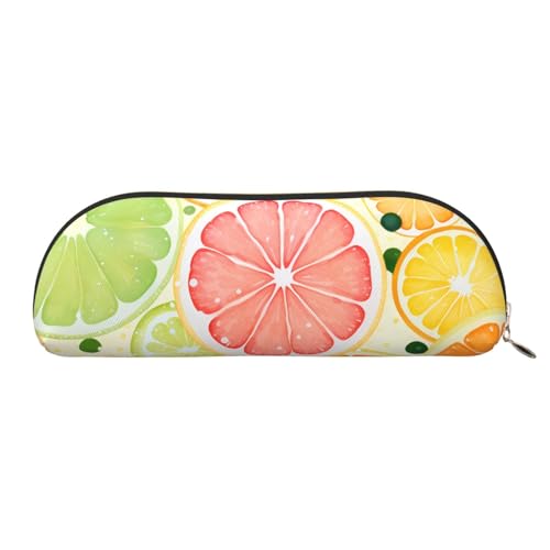 MMSJSBVY Federmäppchen aus Leder für Dartscheiben, halbrunder Organizer mit Reißverschluss für Stifte, Kosmetik und Reisen, Zitrusfrüchte-Malerei, Einheitsgröße, Schulranzen von MMSJSBVY