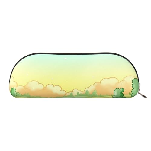 MMSJSBVY Federmäppchen aus Leder für den Strand, halbrunder Organizer mit Reißverschluss für Stifte, Kosmetik und Reisen, Hintergründe, Cartoon, Einheitsgröße, Schulranzen von MMSJSBVY