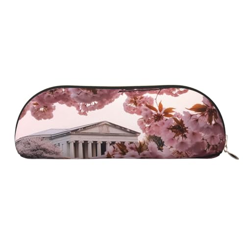MMSJSBVY Federmäppchen aus Leder für den Strand, halbrunder Organizer mit Reißverschluss für Stifte, Kosmetik und Reisen, Kirschblüten, Einheitsgröße, Schulranzen von MMSJSBVY