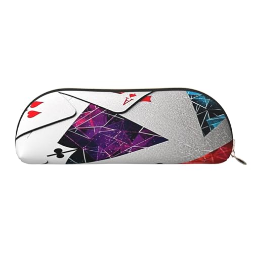 MMSJSBVY Federmäppchen aus Leder für den Strand, halbrunder Organizer mit Reißverschluss für Stifte, Kosmetik und Reisen, Polygonale Spielkarten, Einheitsgröße, Schulranzen von MMSJSBVY