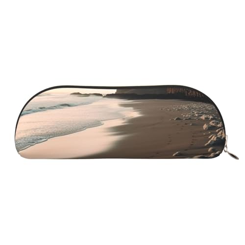MMSJSBVY Federmäppchen aus Leder für den Strand, halbrunder Organizer mit Reißverschluss für Stifte, Kosmetik und Reisen, Strand, Einheitsgröße, Schulranzen von MMSJSBVY