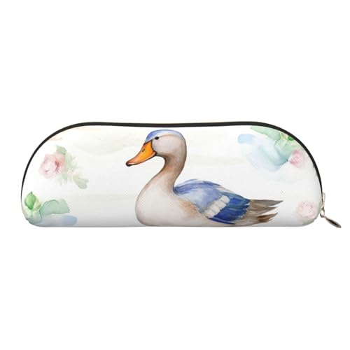 MMSJSBVY Federmäppchen aus Leder für den Strand, halbrunder Organizer mit Reißverschluss für Stifte, Kosmetik und Reisen, Wasserfarben-Ente, Einheitsgröße, Schulranzen von MMSJSBVY