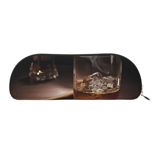 MMSJSBVY Federmäppchen aus Leder für den Strand, halbrunder Organizer mit Reißverschluss für Stifte, Kosmetik und Reisen, Whisky und Zigarettenbild, Einheitsgröße, Schulranzen MMSJSBVY Federmäppchen aus Leder für den Strand, halbrunder Organizer mit Reißverschluss für Stifte, Kosmetik und Reisen, Whisky und Zigarettenbild, Einheitsgröße, Schulranzen von MMSJSBVY