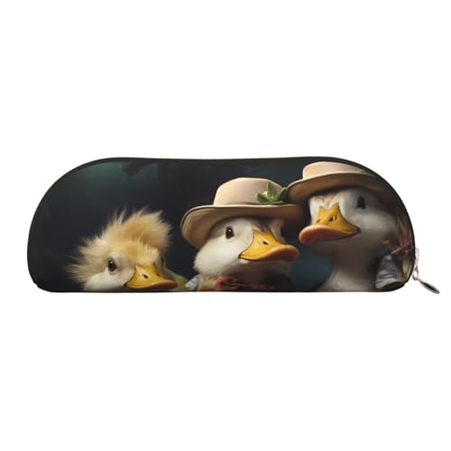 MMSJSBVY Federmäppchen aus Leder mit Blumenmuster – halbrunder Organizer mit Reißverschluss für Stifte, Kosmetik und Reisen, Bauernhof-Geflügel, Einheitsgröße, Schulranzen von MMSJSBVY