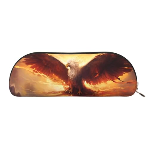 MMSJSBVY Federmäppchen aus Leder mit Blumenmuster – halbrunder Organizer mit Reißverschluss für Stifte, Kosmetik und Reisen, Fantasy Phönix, Einheitsgröße, Schulranzen von MMSJSBVY