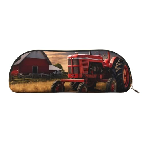 MMSJSBVY Federmäppchen aus Leder mit Blumenmuster – halbrunder Organizer mit Reißverschluss für Stifte, Kosmetik und Reisen, Farm_proc, Einheitsgröße, Schulranzen von MMSJSBVY