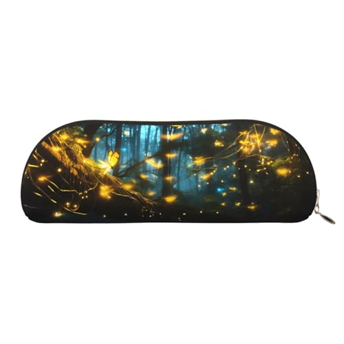 MMSJSBVY Federmäppchen aus Leder mit Blumenmuster – halbrunder Organizer mit Reißverschluss für Stifte, Kosmetik und Reisen, Glühwürmchen, Einheitsgröße, Schulranzen von MMSJSBVY