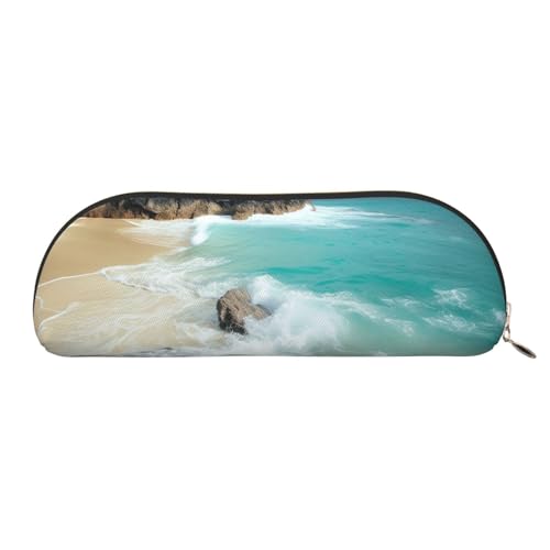 MMSJSBVY Federmäppchen aus Leder mit Corgi-Muster, halbrunder Organizer mit Reißverschluss für Stifte, Kosmetik und Reisen, Serene Coastal, Einheitsgröße, Schulranzen MMSJSBVY Federmäppchen aus Leder mit Corgi-Muster, halbrunder Organizer mit Reißverschluss für Stifte, Kosmetik und Reisen, Serene Coastal, Einheitsgröße, Schulranzen von MMSJSBVY