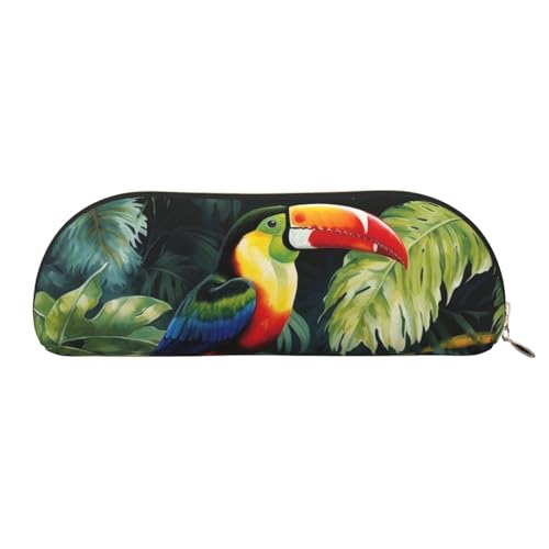 MMSJSBVY Federmäppchen aus Leder mit Corgi-Muster, halbrunder Organizer mit Reißverschluss für Stifte, Kosmetik und Reisen, Tukan sitzend amerikanischer Regenwälder, Einheitsgröße, Schulranzen von MMSJSBVY