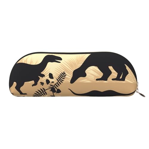 MMSJSBVY Federmäppchen aus Leder mit Dinosaurier-Silhouette, halbrunder Organizer mit Reißverschluss für Stifte, Kosmetik und Reisen, Dinosaurier-Silhouette, Einheitsgröße, Schulranzen von MMSJSBVY