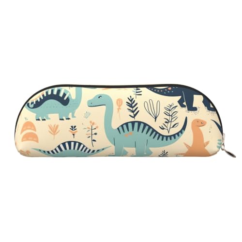 MMSJSBVY Federmäppchen aus Leder mit Elefant auf Holz, halbrunder Organizer mit Reißverschluss für Stifte, Kosmetik und Reisen, Dinosaurier, Einheitsgröße, Schulranzen von MMSJSBVY