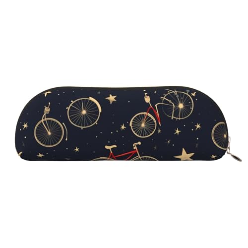 MMSJSBVY Federmäppchen aus Leder mit Hirschbär-Muster, halbrund, Organizer mit Reißverschluss, für Stifte, Kosmetik und Reisen, Bikes Fahrrad Radfahren, Einheitsgröße, Schulranzen von MMSJSBVY