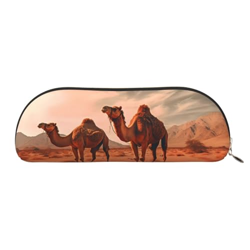 MMSJSBVY Federmäppchen aus Leder mit Hirschbär-Muster, halbrund, Organizer mit Reißverschluss, für Stifte, Kosmetik und Reisen, Camels Rest Desert, Einheitsgröße, Schulranzen von MMSJSBVY