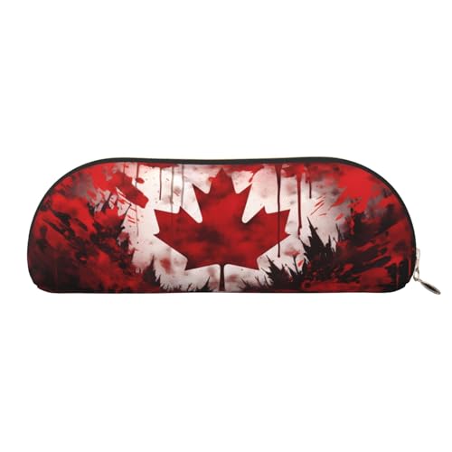 MMSJSBVY Federmäppchen aus Leder mit Hirschbär-Muster, halbrund, Organizer mit Reißverschluss, für Stifte, Kosmetik und Reisen, Flagge Kanadas, Einheitsgröße, Schulranzen von MMSJSBVY