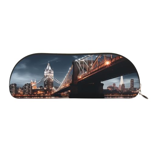 MMSJSBVY Federmäppchen aus Leder mit Schneeflocken-Motiv, halbrunder Organizer mit Reißverschluss für Stifte, Kosmetik und Reisen, Brücke bei Nacht, Einheitsgröße, Schulranzen MMSJSBVY Federmäppchen aus Leder mit Schneeflocken-Motiv, halbrunder Organizer mit Reißverschluss für Stifte, Kosmetik und Reisen, Brücke bei Nacht, Einheitsgröße, Schulranzen von MMSJSBVY