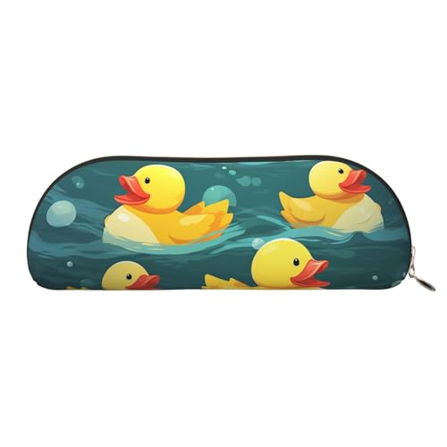 MMSJSBVY Federmäppchen aus Leder mit Schneeflocken-Motiv, halbrunder Organizer mit Reißverschluss für Stifte, Kosmetik und Reisen, Gummienten, Einheitsgröße, Schulranzen von MMSJSBVY