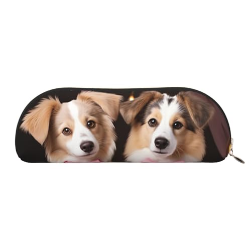 MMSJSBVY Federmäppchen aus Leder mit Schneeflocken-Motiv, halbrunder Organizer mit Reißverschluss für Stifte, Kosmetik und Reisen, Romantischer Liebespaar-Hund, Einheitsgröße, Schulranzen MMSJSBVY Federmäppchen aus Leder mit Schneeflocken-Motiv, halbrunder Organizer mit Reißverschluss für Stifte, Kosmetik und Reisen, Romantischer Liebespaar-Hund, Einheitsgröße, Schulranzen von MMSJSBVY