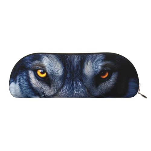 MMSJSBVY Federmäppchen aus Leder mit Schneeflocken-Motiv, halbrunder Organizer mit Reißverschluss für Stifte, Kosmetik und Reisen, Wolfsaugen, Einheitsgröße, Schulranzen von MMSJSBVY