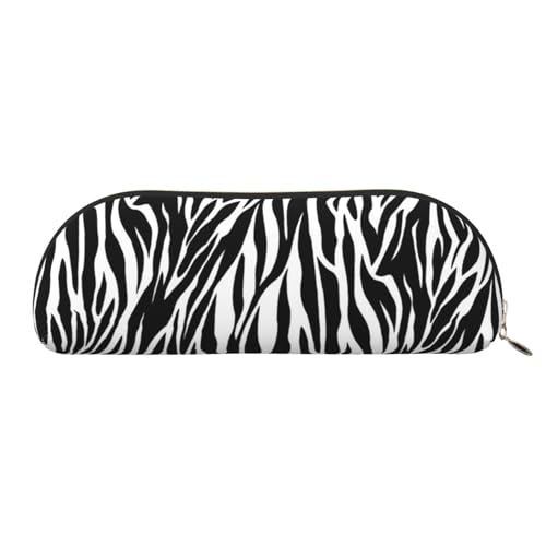 MMSJSBVY Federmäppchen aus Leder mit Zebramuster – halbrunder Organizer mit Reißverschluss für Stifte, Kosmetik und Reisen, Zebramuster, Einheitsgröße, Schulranzen von MMSJSBVY