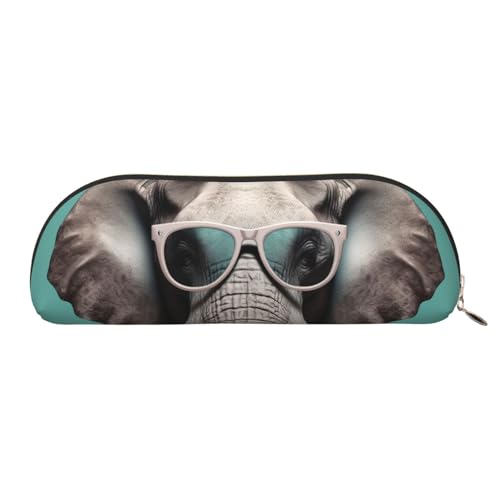 MMSJSBVY Federmäppchen aus Leder mit goldenen Lippen, halbrunder Organizer mit Reißverschluss für Stifte, Kosmetik und Reisen, Elefant mit Brille, Einheitsgröße, Schulranzen MMSJSBVY Federmäppchen aus Leder mit goldenen Lippen, halbrunder Organizer mit Reißverschluss für Stifte, Kosmetik und Reisen, Elefant mit Brille, Einheitsgröße, Schulranzen von MMSJSBVY