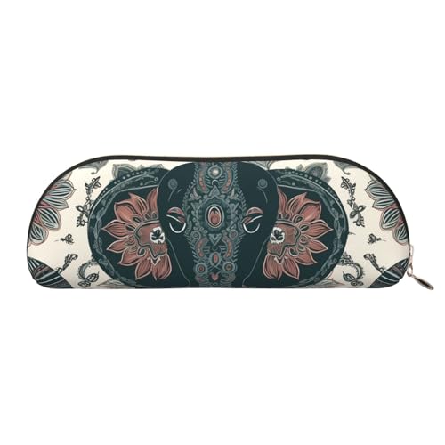 MMSJSBVY Federmäppchen aus Leder mit goldenen Lippen, halbrunder Organizer mit Reißverschluss für Stifte, Kosmetik und Reisen, Elefantenmuster, Einheitsgröße, Schulranzen von MMSJSBVY
