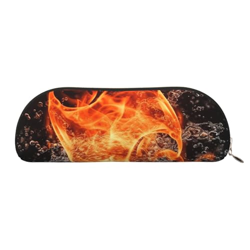 MMSJSBVY Federmäppchen aus Leder mit goldenen Lippen, halbrunder Organizer mit Reißverschluss für Stifte, Kosmetik und Reisen, Feuerwasser, Einheitsgröße, Schulranzen von MMSJSBVY