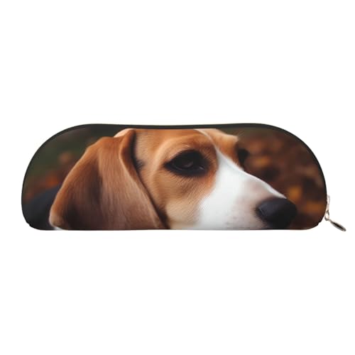 MMSJSBVY Federmäppchen aus Leder mit niedlichem Hund, halbrunder Organizer mit Reißverschluss für Stifte, Kosmetik und Reisen, Süßer Beagle., Einheitsgröße, Schulranzen MMSJSBVY Federmäppchen aus Leder mit niedlichem Hund, halbrunder Organizer mit Reißverschluss für Stifte, Kosmetik und Reisen, Süßer Beagle., Einheitsgröße, Schulranzen von MMSJSBVY