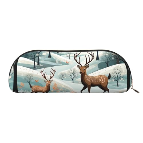 MMSJSBVY Federmäppchen aus Leder mit schönem Blumenmuster, halbrunder Organizer mit Reißverschluss für Stifte, Kosmetik und Reisen, Frohe Weihnachten Happy, Einheitsgröße, Schulranzen von MMSJSBVY