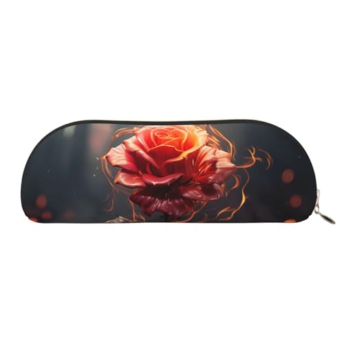 MMSJSBVY Federmäppchen aus Leder mit schönem Blumenmuster, halbrunder Organizer mit Reißverschluss für Stifte, Kosmetik und Reisen, Rote Blumen brennen, Einheitsgröße, Schulranzen MMSJSBVY Federmäppchen aus Leder mit schönem Blumenmuster, halbrunder Organizer mit Reißverschluss für Stifte, Kosmetik und Reisen, Rote Blumen brennen, Einheitsgröße, Schulranzen von MMSJSBVY