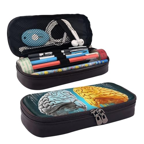 MMSJSBVY Federmäppchen mit Cartoon-Sonne-Design, großes Fassungsvermögen, langlebiges Federmäppchen, Schreibwaren-Organizer, Schul- und Bürobedarf, Linke und rechte Gehirn-Funktionen., Einheitsgröße, von MMSJSBVY