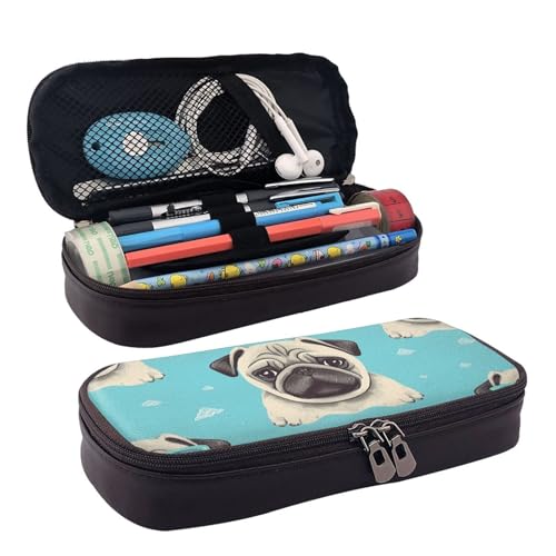 MMSJSBVY Federmäppchen mit diagonalem geometrischem Muster, großes Fassungsvermögen, langlebiges Federmäppchen, Schreibwaren-Organizer, Schul- und Bürobedarf, Niedlicher Mops-Hund, Einheitsgröße, MMSJSBVY Federmäppchen mit diagonalem geometrischem Muster, großes Fassungsvermögen, langlebiges Federmäppchen, Schreibwaren-Organizer, Schul- und Bürobedarf, Niedlicher Mops-Hund, Einheitsgröße, von MMSJSBVY