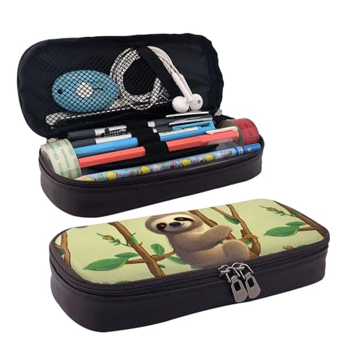 MMSJSBVY Federmäppchen mit fliegender Eule, großes Fassungsvermögen, langlebiges Federmäppchen, Schreibwaren-Organizer, Schul- und Bürobedarf, Niedliche Cartoon-Faultiere, Einheitsgröße, von MMSJSBVY