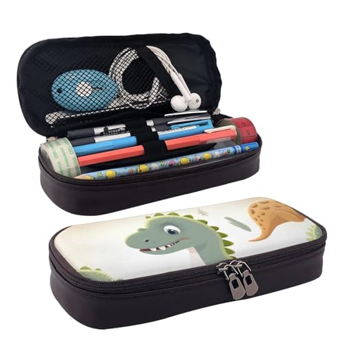 MMSJSBVY Federmäppchen mit niedlichem Halloween-Muster, großes Fassungsvermögen, langlebiges Federmäppchen, Schreibwaren-Organizer, Schul- und Bürobedarf, Cartoon Dinosaurier, Einheitsgröße, von MMSJSBVY