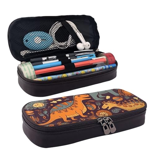 MMSJSBVY Federmäppchen mit niedlichem Pfauenmotiv, großes Fassungsvermögen, langlebiges Federmäppchen, Schreibwaren-Organizer, Schul- und Bürobedarf, Dinosauriermuster, Einheitsgröße, Kosmetikkoffer von MMSJSBVY