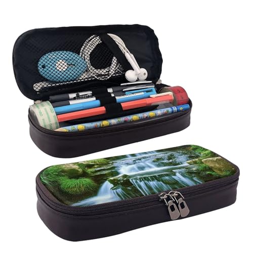 MMSJSBVY Federmäppchen mit rosa Katze, großes Fassungsvermögen, langlebiges Federmäppchen, Schreibwaren-Organizer, Schul- und Bürobedarf, Wasserfall fließend nach unten, Einheitsgröße, Kosmetikkoffer von MMSJSBVY