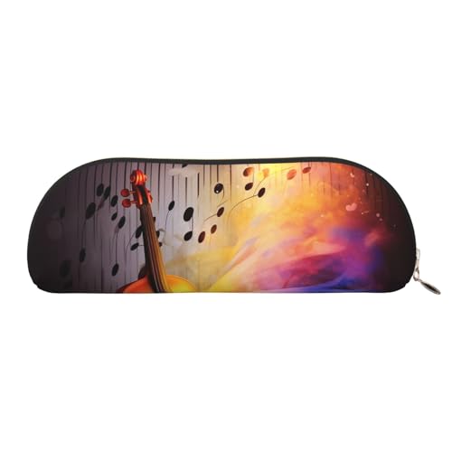 MMSJSBVY Halloween Federmäppchen aus Leder – halbrunder Organizer mit Reißverschluss für Stifte, Kosmetik und Reisen, Abstrakte Musik, Einheitsgröße, Schulranzen von MMSJSBVY
