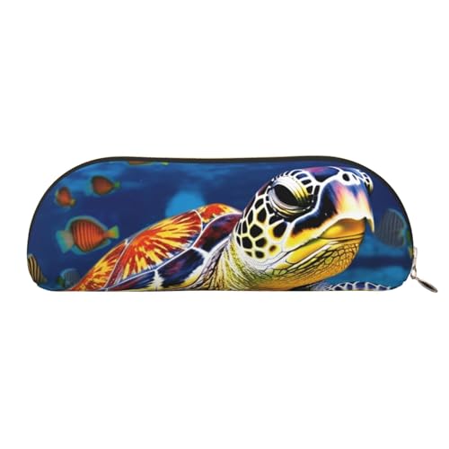 MMSJSBVY Halloween Federmäppchen aus Leder – halbrunder Organizer mit Reißverschluss für Stifte, Kosmetik und Reisen, Bunte Meeresschildkröte, Einheitsgröße, Schulranzen MMSJSBVY Halloween Federmäppchen aus Leder – halbrunder Organizer mit Reißverschluss für Stifte, Kosmetik und Reisen, Bunte Meeresschildkröte, Einheitsgröße, Schulranzen von MMSJSBVY