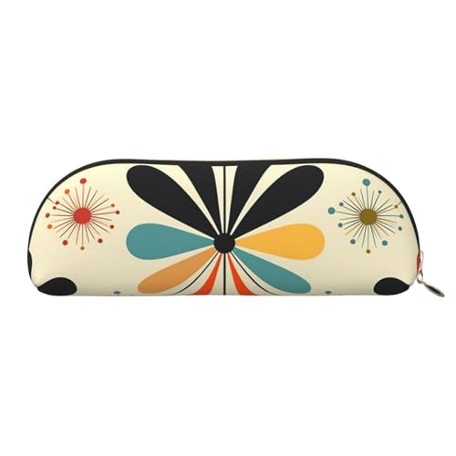 MMSJSBVY Halloween Federmäppchen aus Leder – halbrunder Organizer mit Reißverschluss für Stifte, Kosmetik und Reisen, Retro, modern, Einheitsgröße, Schulranzen von MMSJSBVY