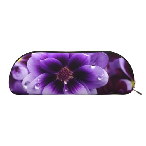 MMSJSBVY Halloween Federmäppchen aus Leder – halbrunder Organizer mit Reißverschluss für Stifte, Kosmetik und Reisen, Violette Blume, Einheitsgröße, Schulranzen MMSJSBVY Halloween Federmäppchen aus Leder – halbrunder Organizer mit Reißverschluss für Stifte, Kosmetik und Reisen, Violette Blume, Einheitsgröße, Schulranzen von MMSJSBVY
